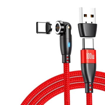 USB Type C naar USB Type C Magnetische Oplaadkabel - 1,8, Telecommunicatie, Mobiele telefoons | Telefoon-opladers, Verzenden, Nieuw
