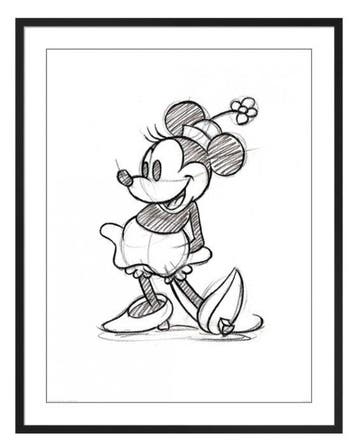 Disney - Prent: “Minnie Mouse - Sketched, Disney”. - 80 x 60
