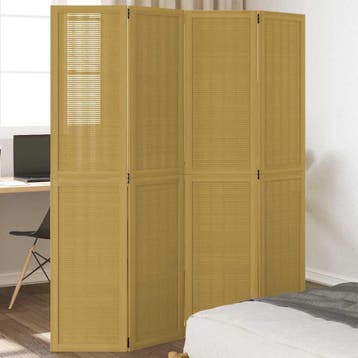 vidaXL Kamerscherm met 4 panelen massief paulowniahout bruin, Verzenden, Nieuw