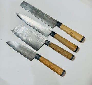 Keukenmes - Kitchen knife set - Keuken- en BBQ-set met leren