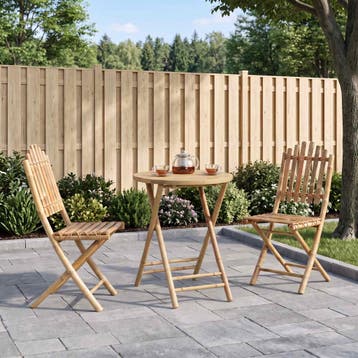 vidaXL Opvouwbare tuin eetset 3 st Naturel Bamboe, Verzenden, Nieuw