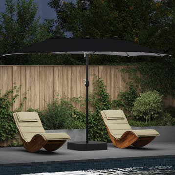 vidaXL Tuinparasol Zwart 385 x 209 x 244 cm Polyester, Verzenden, Nieuw