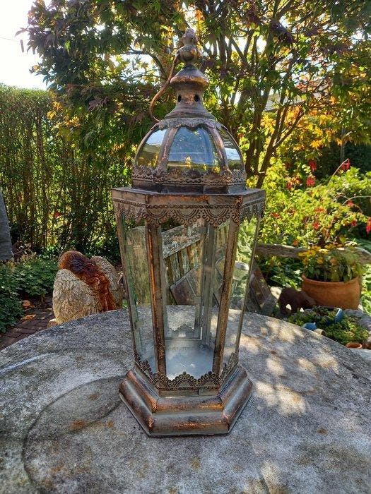 Lanterne - Lanterne à bougie - 45 cm - Verre, Métal, Antiquités & Art, Curiosités & Brocante