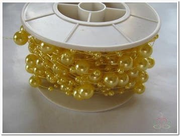 Parelketting Parelguirlande Goudgeel 3+8 mm rol 10 meter, Nieuw
