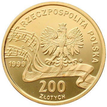 Polen. 200 Zlotych 1999 - Fryderyk Chopin, Postzegels en Munten