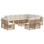 vidaXL Buiten bank set 13 pcs Natuurlijk en Crème Wit, Tuin en Terras, Verzenden, Nieuw