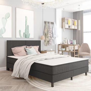 vidaXL Boxspring stof donkergrijs 180x200 cm, Verzenden, Nieuw