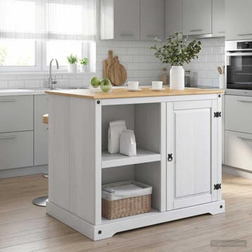 vidaXL Keuken eiland set 2 st Wit en Honingwas 112 x 77 x, Huis en Inrichting, Verzenden, Nieuw
