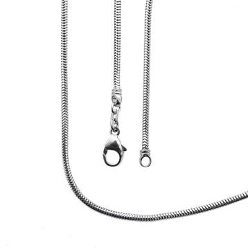 Witgouden slangenschakel ketting; 43 cm, Ophalen of Verzenden, Gebruikt, Goud, Goud