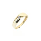 8 karaat bicolor ring met zirconia, Handtassen en Accessoires, Ringen, Gebruikt, Overige kleuren, Ophalen of Verzenden, Kleiner dan 17