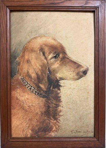 Léonie van Marcke (1862-1936) - Portret van jachthond, Antiek en Kunst