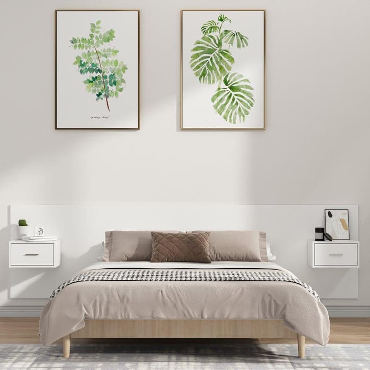 vidaXL Hoofdbord met kastjes bewerkt hout wit, Maison & Meubles, Chambre à coucher | Lits, Envoi
