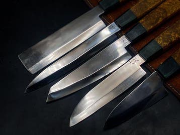 Japanese Style Kitchen Knife SET With Leather BAG Included -
