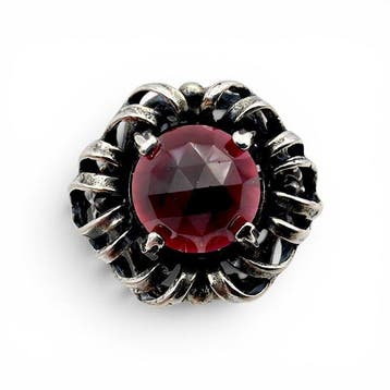 Zonder minimumprijs - Ring Zilver - Garnet - Gotische, Nieuw