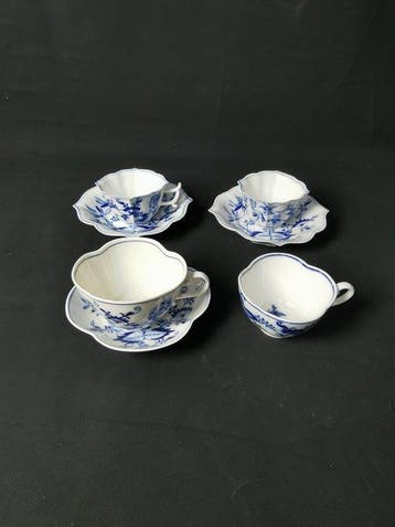 Meissen - Cipolla blu - Tazze da caffè con piattini - XIX