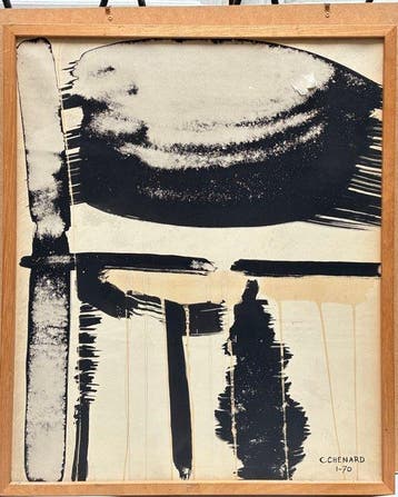 Christian Chenard (1918-2002) - Abstraction Lyrique en Noir, Antiquités & Art