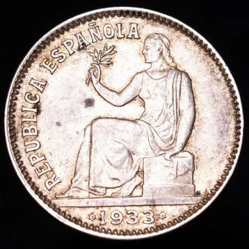 Espagne. Republica española. Peseta Madrid, 1933(*34). (Sans