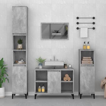 vidaXL Wastafelkast 80x33x60 cm bewerkt hout betongrijs, Verzenden, Nieuw