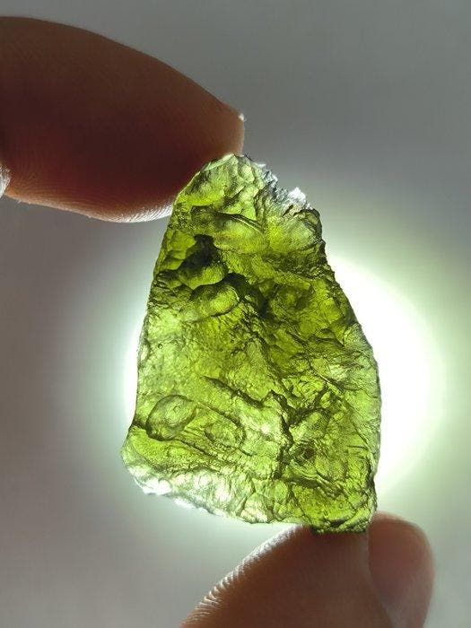 Moldaviet uit Chrášany, Zuid-Bohemen - Hoogte: 36 mm -, Verzamelen, Mineralen en Fossielen