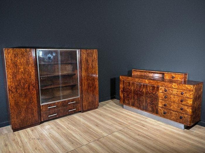 Credenza (2) - Hout, Glas, Antiek en Kunst, Kunst | Designobjecten