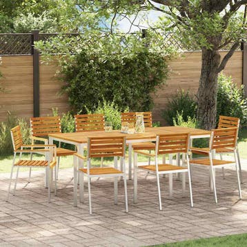 vidaXL Tuinstoel 8 st Massief acaciahout en roestvrij staal, Tuin en Terras, Verzenden, Nieuw