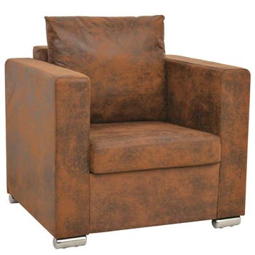 vidaXL Fauteuil bruin 82x73x82 cm imitatiesuède, Huis en Inrichting, Fauteuils, Verzenden, Nieuw