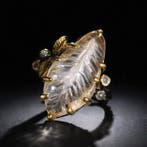 Argent 925 - rhodié noir - citrine taillée - topaze - Bague