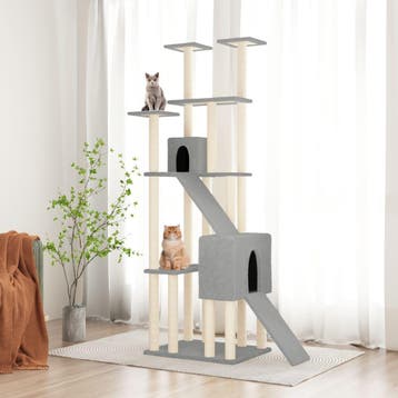 vidaXL Kattenmeubel met sisal krabpalen 190 cm lichtgrijs, Verzenden, Nieuw