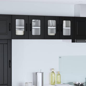 vidaXL Wandglas Kasten PORTO 2 st Zwart Bewerkt hout, Huis en Inrichting, Kasten | Overige, Verzenden, Nieuw