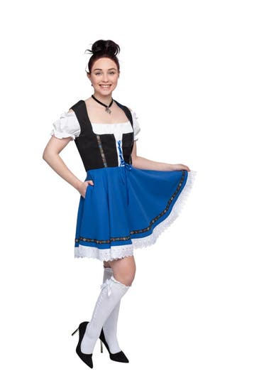 Dirndl zwart, blauw rokje Didi, Verzenden