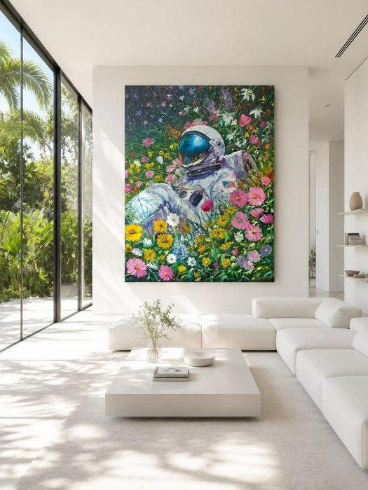 Yuni R. P - La Tierra Prometida: El Astronauta y el Jardín, Antiquités & Art, Art | Peinture | Moderne