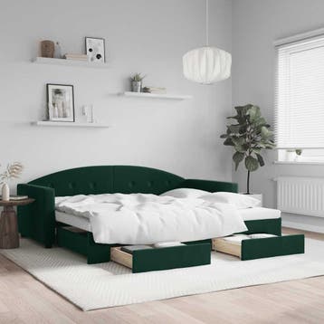 vidaXL Slaapbank onderschuifbed en lades 90x200 cm fluweel, Verzenden