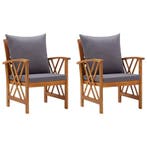 vidaXL Tuinstoelen 2 st met kussens massief acaciahout, Verzenden