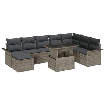 vidaXL Tuinbank Set 9 st Grijs, Verzenden, Nieuw
