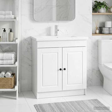vidaXL Badkamer onder Wastafel Kast Hoogglans Wit 78,5 x, Huis en Inrichting, Verzenden, Nieuw