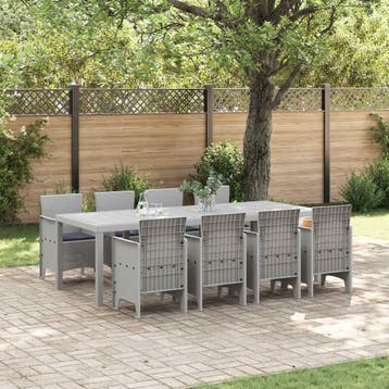 vidaXL Tuin Eettafel Set 9 st Wit Polypropyleen, Tuin en Terras, Verzenden, Nieuw