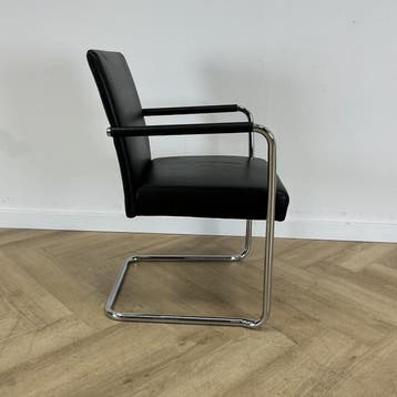 Walter Knoll Jason vergaderstoel, chroom - zwart leer