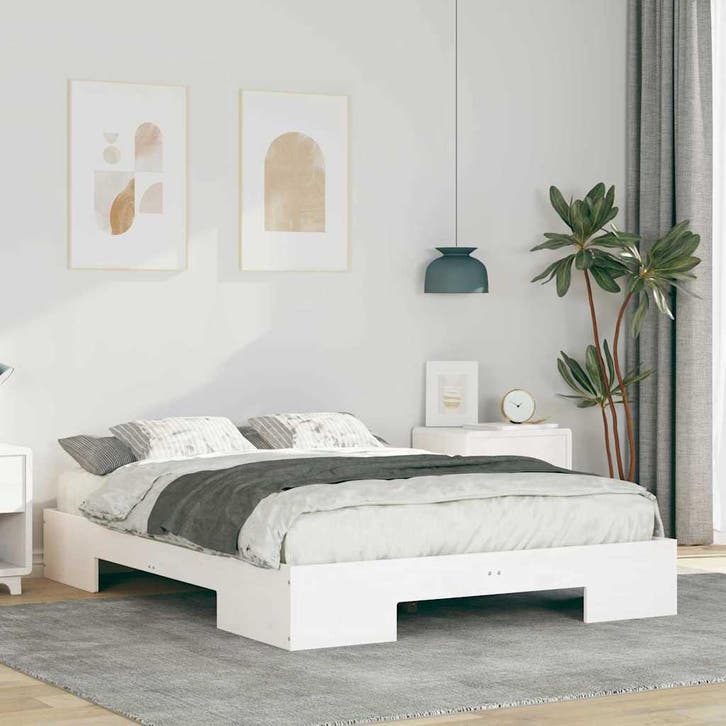 vidaXL Bedframe Wit 140 x 190 cm, Huis en Inrichting, Slaapkamer | Bedden, Nieuw, Verzenden