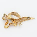 Broche - 18 carats Or jaune Turquoise