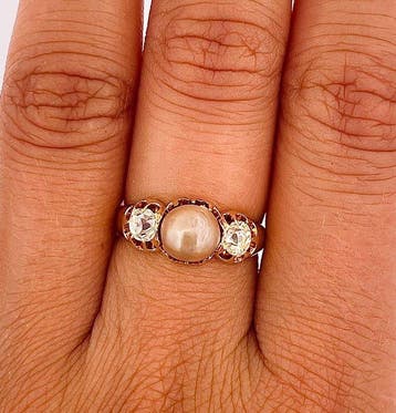 Ring - 18 karaat Geel goud Parel - Diamant