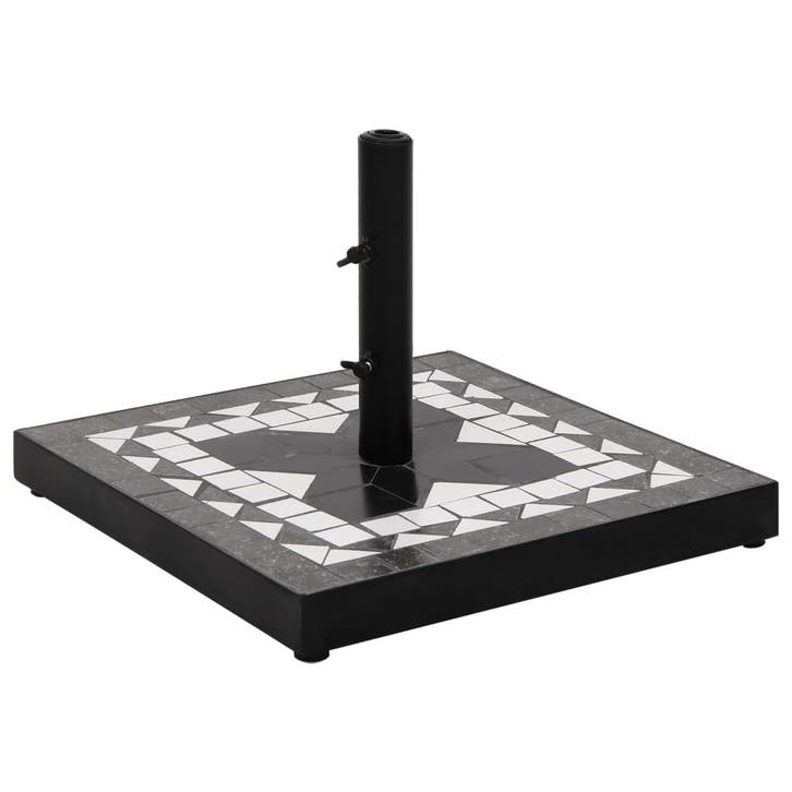 vidaXL Parasolvoet vierkant 12 kg zwart en wit, Jardin & Terrasse, Parasols, Envoi