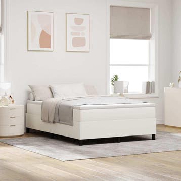 vidaXL Boxspring bed Crème en Wit 160 x 200 cm Corduroy stof, Verzenden, Nieuw