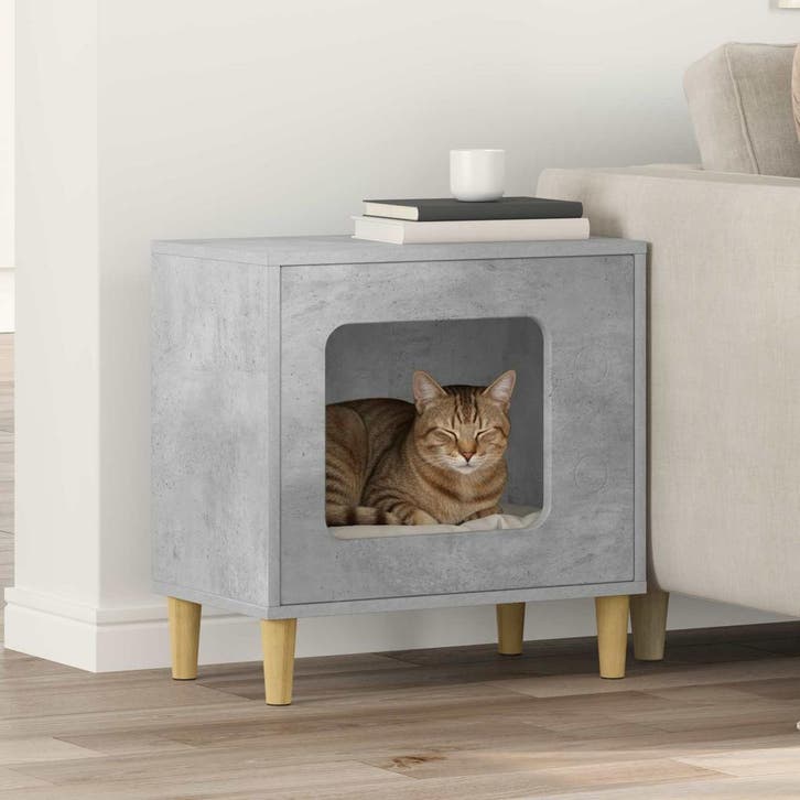 vidaXL Kattenhuis Beton 51 x 30 x 52 cm Bewerkt hout, Dieren en Toebehoren, Katten-accessoires, Nieuw, Verzenden