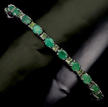 Zonder minimumprijs - Armband Zilver - 6.72ct. tw. Smaragd -