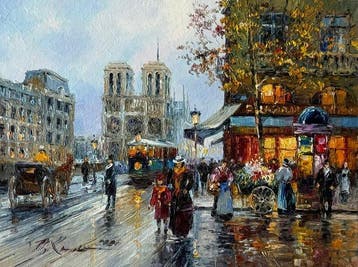Knysh Tanya (1965), after Cortes - Evening Paris: Notre-Dame, Antiquités & Art