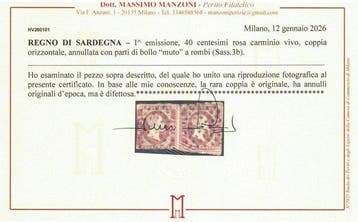 Italiaanse oude staten - Sardinië 1851 - I-emissie, paar 40, Gestempeld