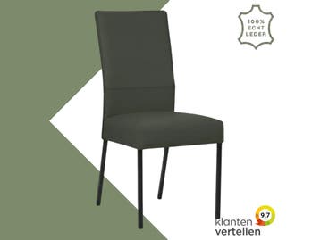 Leren eetkamerstoel Real - Toledo Verde (donkergroen) -, Huis en Inrichting, Overige kleuren, Nieuw, Ophalen of Verzenden, Eén