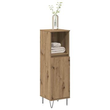 vidaXL Badkamerkast 30x30x100 cm bewerkt hout artisanaal, Verzenden, Nieuw