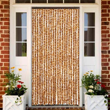 vidaXL Vliegengordijn 90x220 cm chenille oker en wit, Verzenden