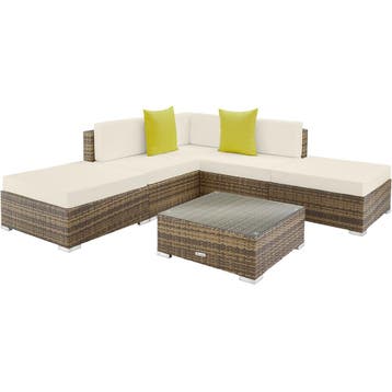 tectake Rotanlounge met aluminium frame Paris - natuur, Verzenden